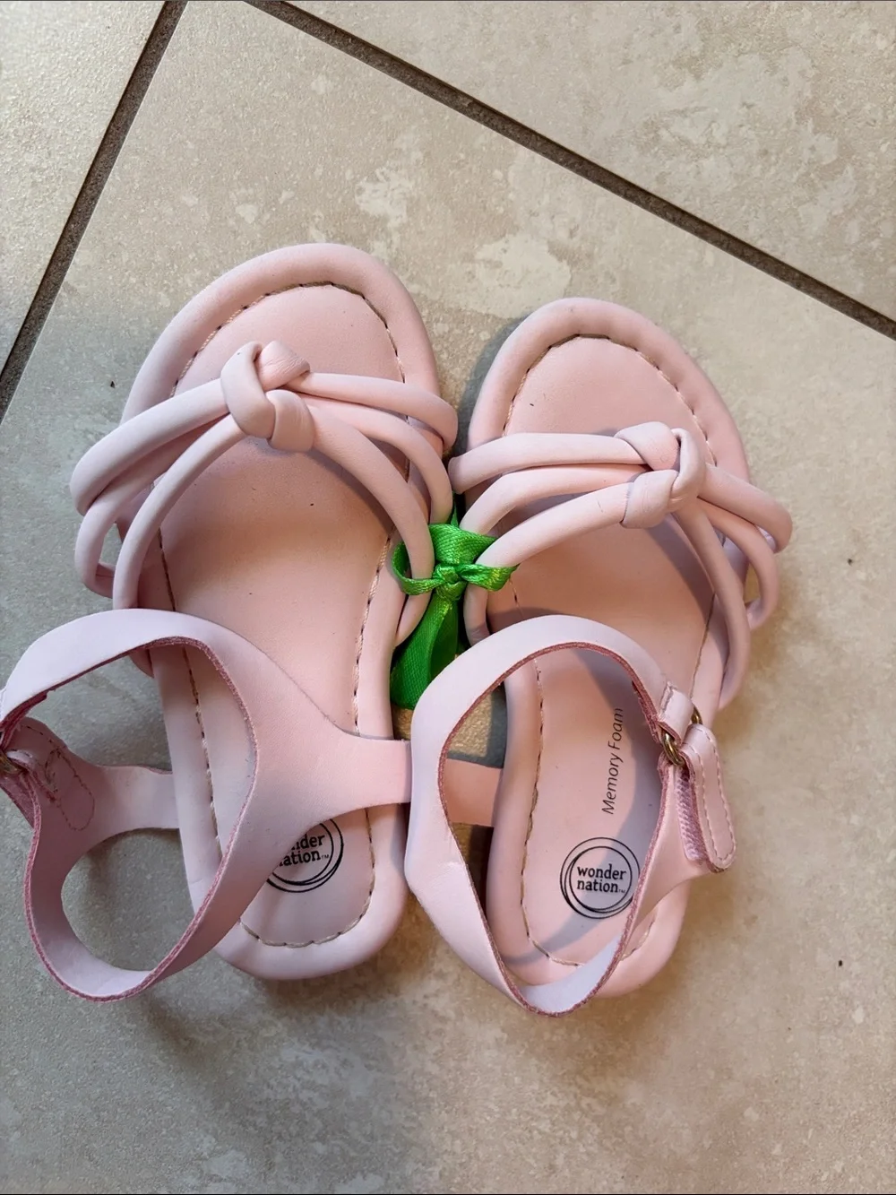 wonder nation Light Pink Knot Front Ankle Strap Sandals